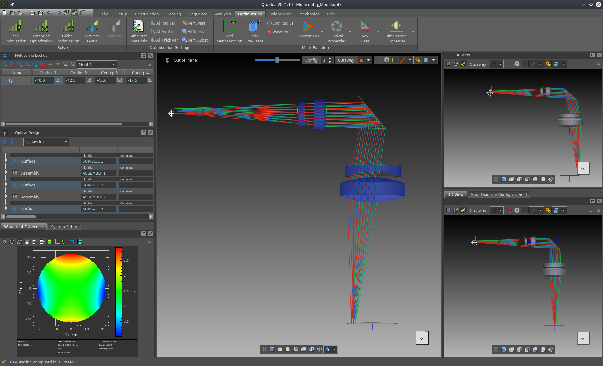 Scanning mirror multi-configuration in the optical design software Quadoa Optical CAD