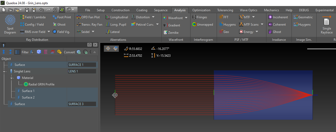 Quadoa Optical CAD GRIN 3D View